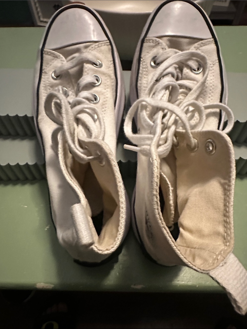 Womens White Canvas High-Top Sneakers